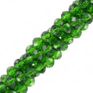 Abalorios de vidrio rondelle Facetados 3x2mm - Verde fairway-revestimiento pearl shine